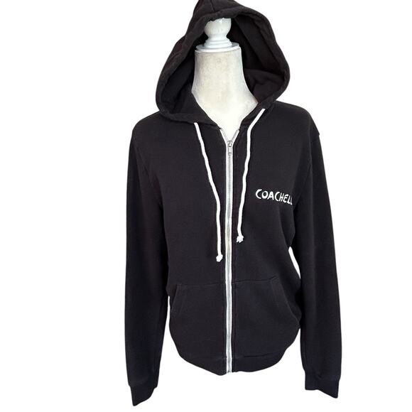 H&M X Coachella Festival Full Zip Hoodie Jacket‎ Small Black Music Goth Grunge - Picture 2 of 11